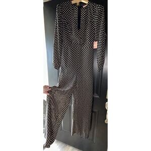 $198 NWT "leRumi"black/white dots jumper romper Medium Revolve